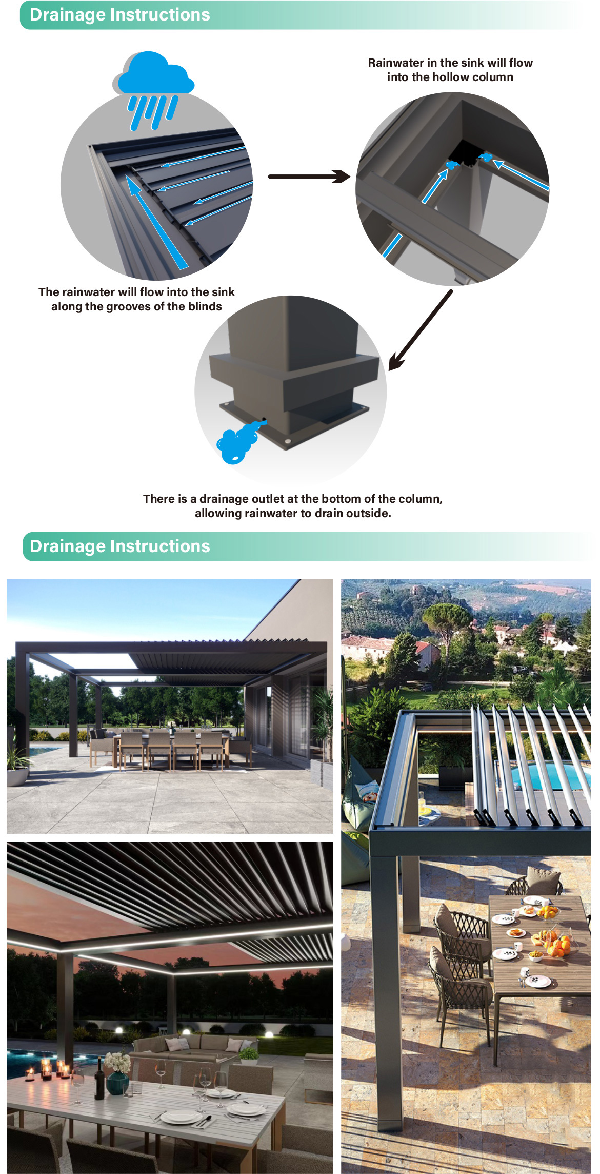 Retractable Louvered Pergola Features